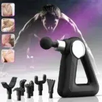 Triangular facial gun massage device with multiple heads