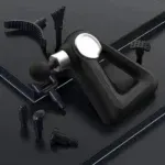 Triangular facial gun massage device with multiple heads