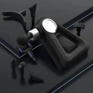 Triangular facial gun massage device with multiple heads