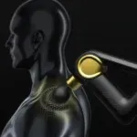 Triangular facial gun massage device with multiple heads