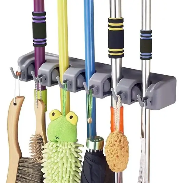 Wall Mounted Broom & Mop Organizer Holder
