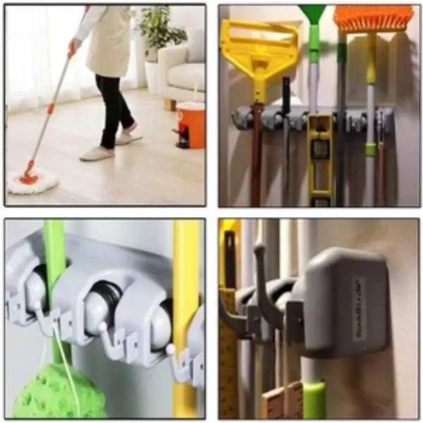 Wall Mounted Broom & Mop Organizer Holder