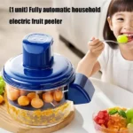 Multi-function fruit and vegetable peeler with transparent bowl and stainless steel blades