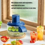 Multi-function fruit and vegetable peeler with transparent bowl and stainless steel blades