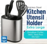 Stainless steel sink storage rack for organizing kitchen cleaning tools and accessories