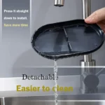 Stainless steel sink storage rack for organizing kitchen cleaning tools and accessories