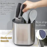 Stainless steel sink storage rack for organizing kitchen cleaning tools and accessories