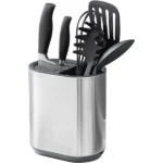 Stainless steel sink storage rack for organizing kitchen cleaning tools and accessories